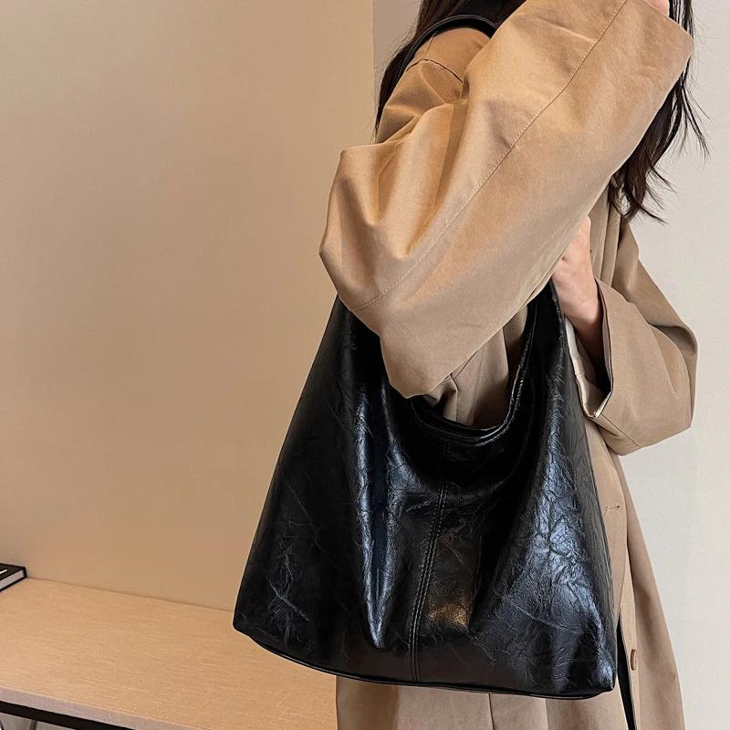 New Tote bag hand bill of lading shoulder women's bag retro simple large bag