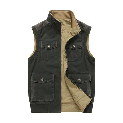 Heren Casual Gilet Lente en Herfst Multi-pocket Dubbelzijdig Draagbaar Gilet Jas Heren Gilet