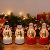 Ornamento Scatola Musicale Palla di Cristallo di Natale Luminosa con Babbo Natale e Pupazzo di Neve