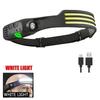 USB Rechargeable Head Torch Induction Headlamp COB LED Sensor Head Lamp Built-in Battery Flashlight 10 Lighting Modes Headlight