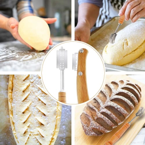 Nůž na chleba, Nůž Coupe, Nůž na chleba na francouzský chléb, Kráječ na chleba, Zakřivený nůž, Nástroj na pečení chleba s krytem a vyměnitelnými čepelemi, Kuchyňský nástroj