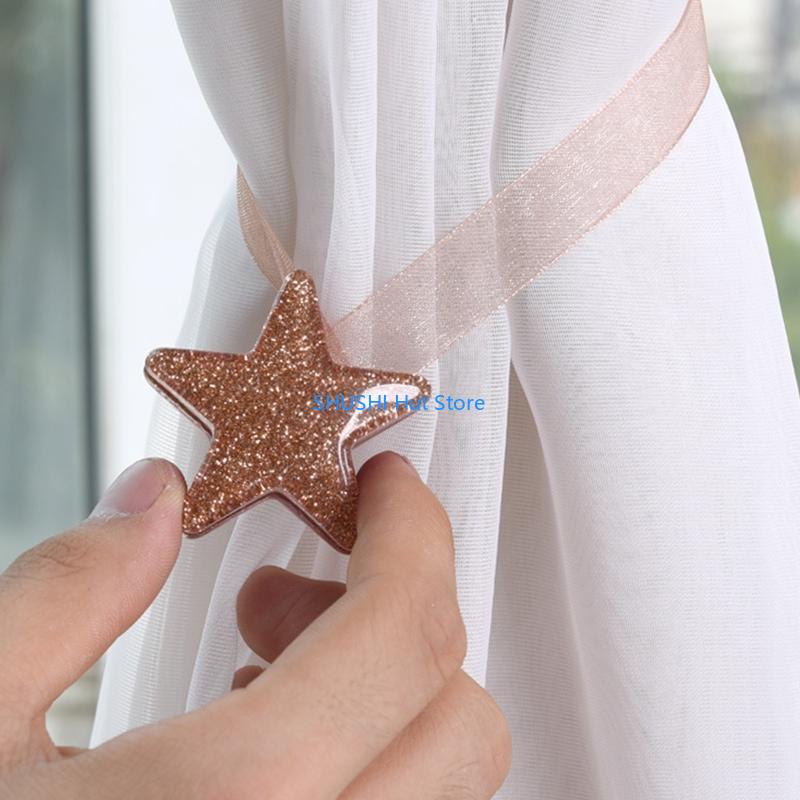 Curtain Tieback with Magnet Decorative Ribbon Holdback Weave Holder for Window D57B