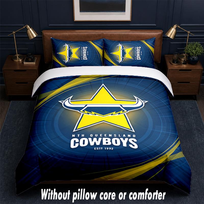 North Queensland Cowboys Design Bed Bedding Set 1 Duvet Cover + 2 Pillowcases Soft Breathable Household Bed Linens