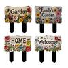 Floral Garden Sign with Stake, Farmhouse Garden Sign, Colorful Flowers Yard Art Stake, Rustic Welcome Sign for Home Garden Pathway Planter Decor