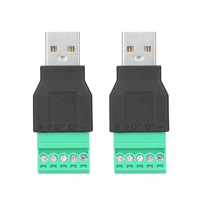 2Pcs USB Male Plug To 5 Pin Screw Terminal Adapter Connetor