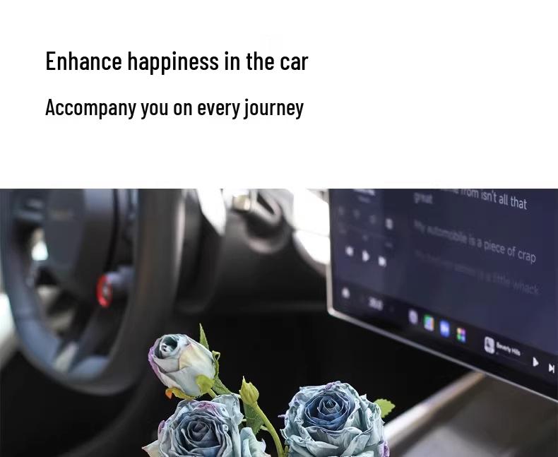 Burnt Edge Rose Imitation Oil Painting for Car Interior Decoration – Cup Holder Floral Ornament