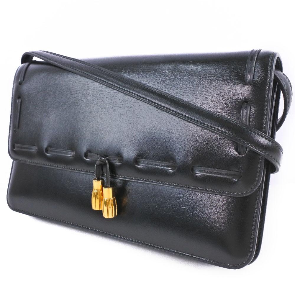 HERMES 2-way clutch Shoulder Bag Tassel black Calfskin Women Used
