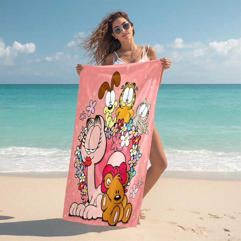 1Pc Garfield'S Hug Adventure Beach Towel Microfiber Beach Towel Thin Absorbent For Beach Swimming Yoga Bath Sports 091773