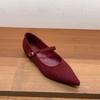 Fashion SUOJIALUN Women Flat Shoes Fashion Red Pointed Toe Ladies Elegant Mary Jane Shoes Low Wedge Heel Outdoor Dress Ballerinas Shoes