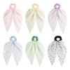 Versatile Floral Ribbon Bow Hair Tie - Korean Style Hair Accessory with Small Flowers for Women's Ponytails