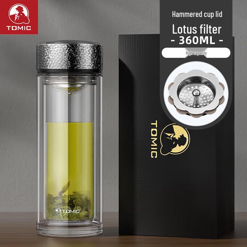 TOMIC High Borosilicate Tea Infuser Glass Mug