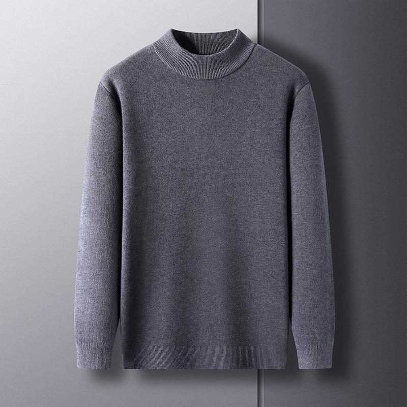 Spring and Autumn Men's Semi-high-necked Sweater Men's Casual Men's Sweater Bottoming Shirt Men's Long-sleeved Dad's Dress