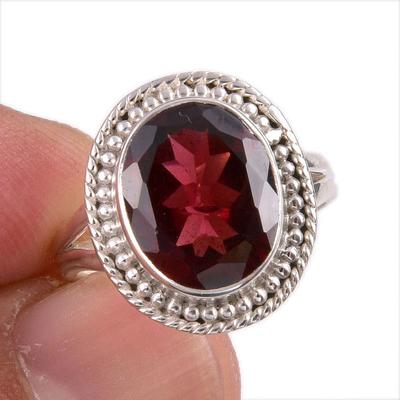 Natural Garnet Gemstone Handmade 925 Solid Sterling Silver Gift Ring S.6 A8e04