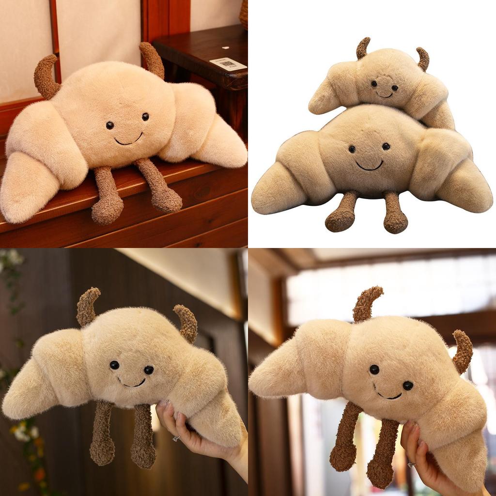 Croissant Bread Plush Toy With Super Soft Short Pile For Kids Gift And Play