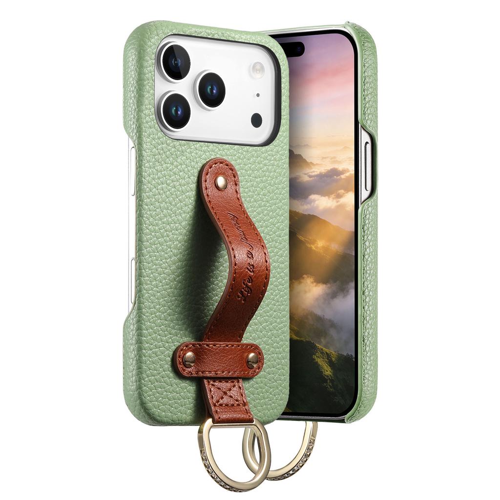 Etui na telefon z paskiem na nadgarstek ze skóry liczi do iPhone 17 Air 16E 16 15 Plus 14 13 12 11 Pro Max Odporne na wstrząsy Pokrowiec ochronny
