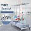 Mobile Stainless Steel Mop and Broom Storage Rack