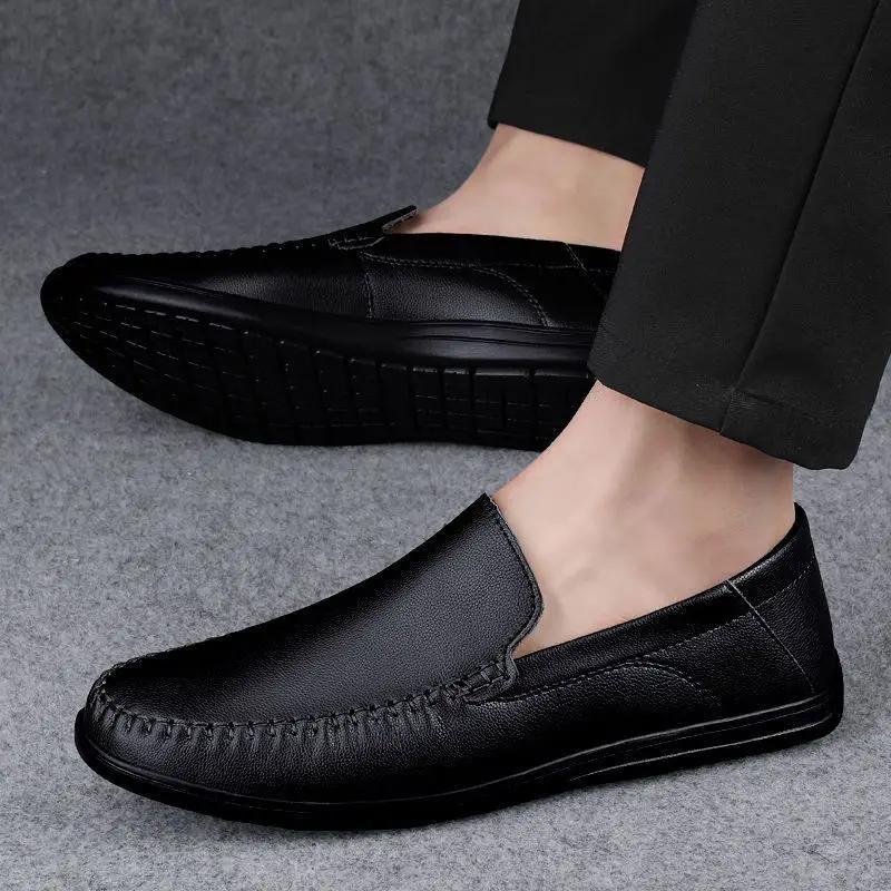Fashion Black Low-Top Male Casual Shoe Plain Office Price Common Retro Classic Original Designer In Promotion New Pu Men's Leather Shoes
