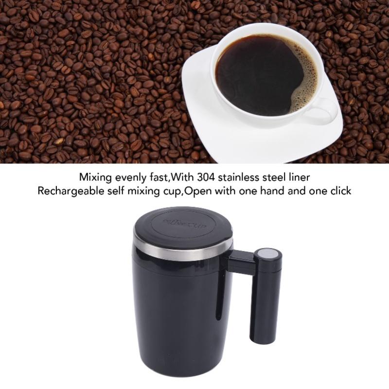 380ml Electric Mixing Mug Rechargeable Stainless Steel Self Mixing Stirring Coffee Mug For Coffee Tea Hot Chocolate Milk Black