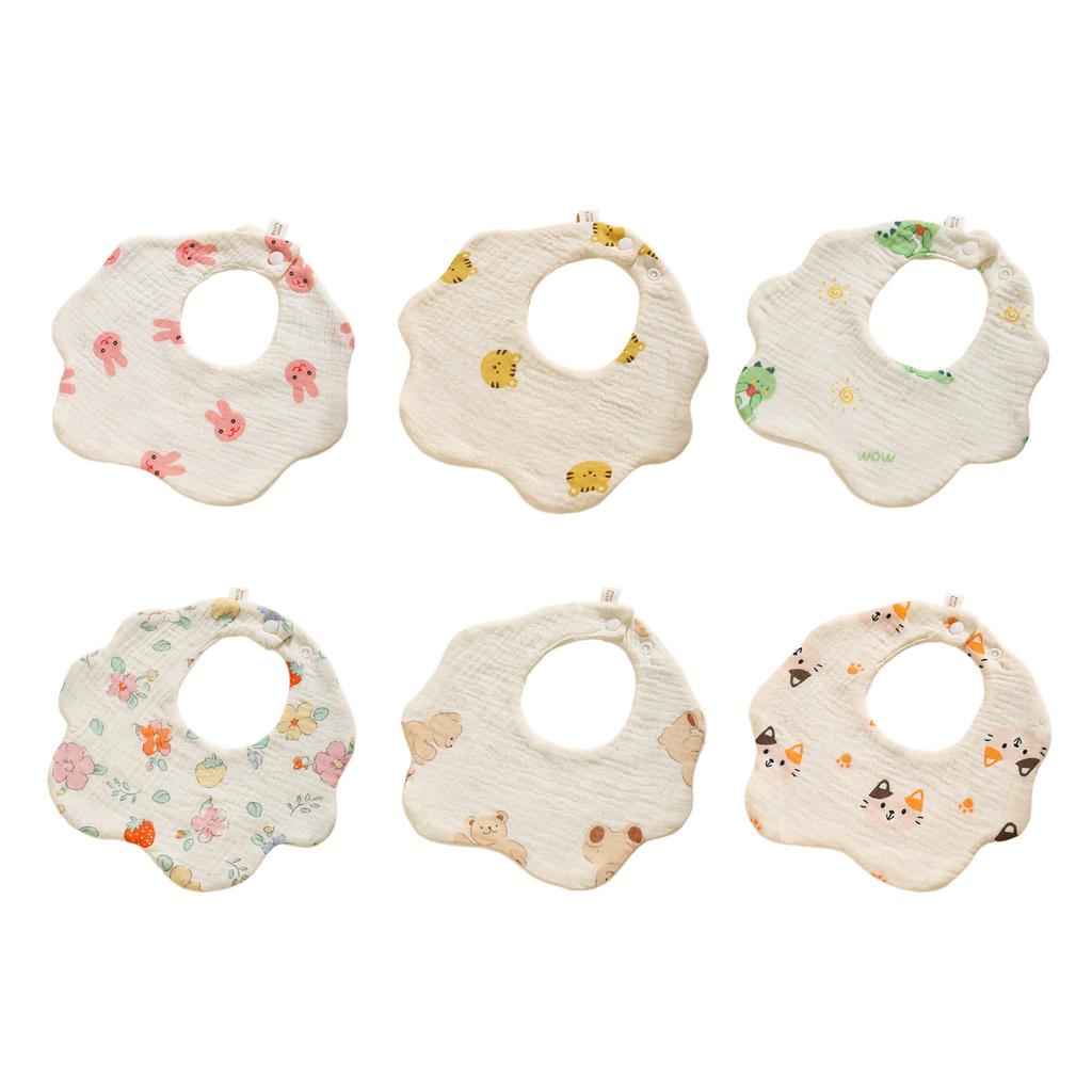 Breathable & Absorbent Burp Cloths Cute & Functional Baby Bibs Lovely Pattern Newborns Bibs Cotton Bibs for Infants Gift