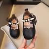 Girls Performance Shoes Spring  Autumn New Baby Soft Sole Flats Children's Princess Shoes Pearl  Kids Mary Janes with Lace Sweet