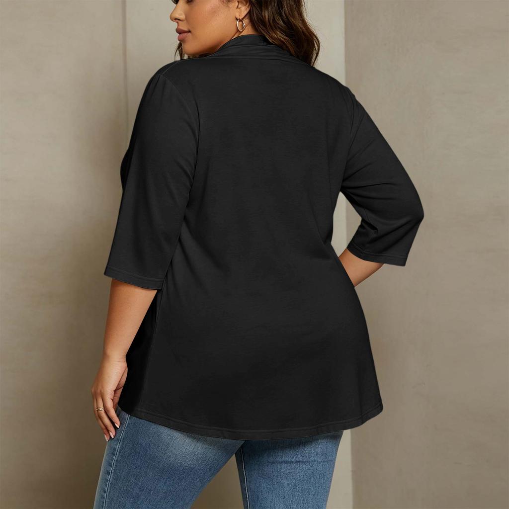 Women's Plus Size Cardigan Top Color 3/4 Sleeve Casual Everyday Wear