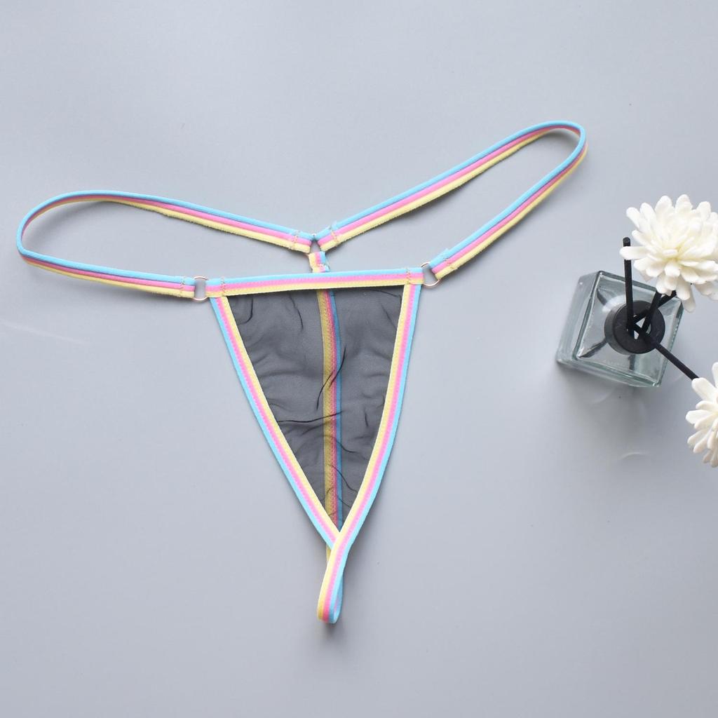 Candy Color Sexy Women's See-Through Thong with Thin Quick-Release Strap for Bedtime Temptation V008