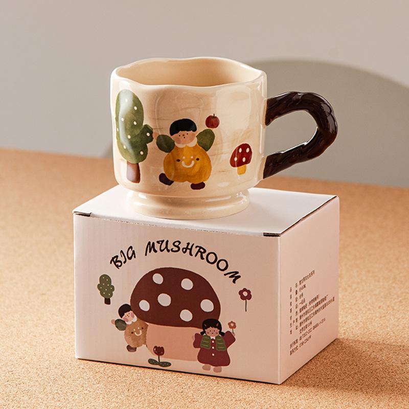 Retro Cute Boy and Girl Ceramic Mug Home Drinking Buffalo Milk Breakfast Cartoon Cup Creative High Appearance