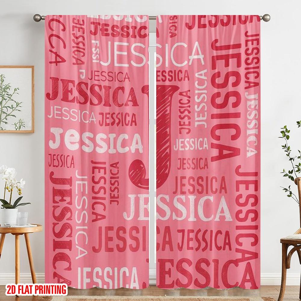 2 Stück, 2D-Flachdruck Vorhangstoff Jessica Wandteppich Vielseitiger Polyesterstoff (ohne Stange) Heimdeko für Wohnzimmer,