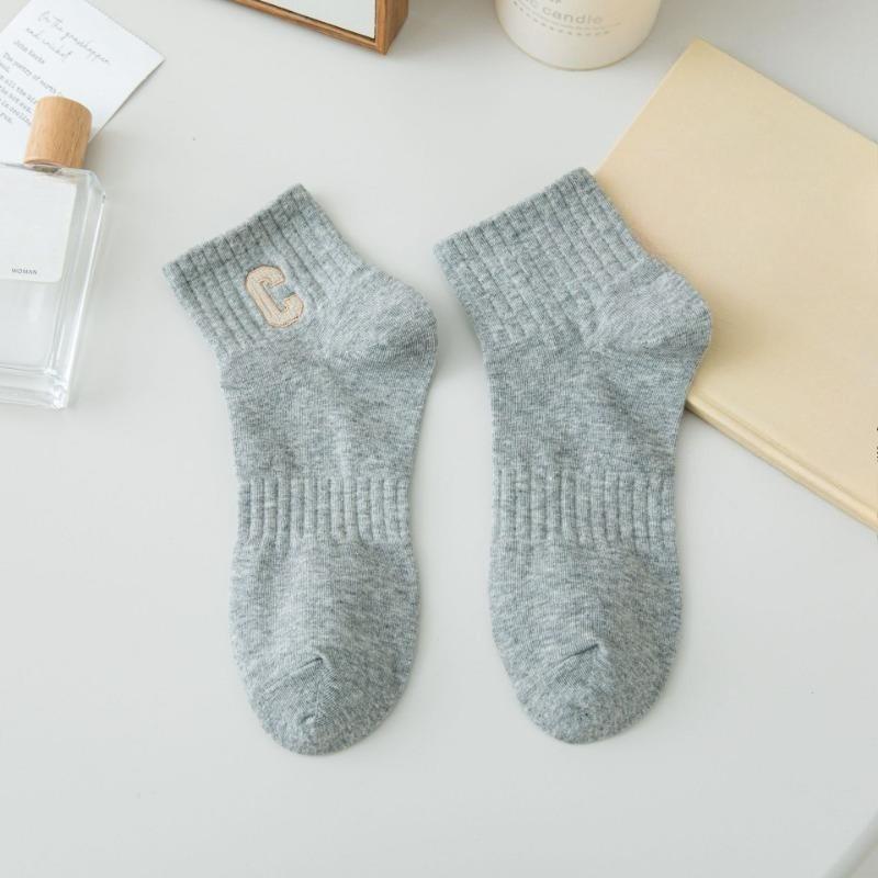 Female Spring and Autumn Assorted Embroidered Letter Low Help Shallow Mouth Socks
