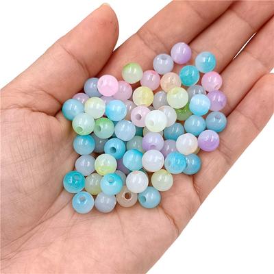 30Pcs 6/8mm DIY Jewelry Accessories Jelly Color Halo Dyeing Gradient Color Loose Beads for Bracelet Necklace Making  Jewelry Accessory
