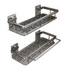 Aluminum Shower Caddy, Adhesive Shower Shelves, 2-Pack With Hooks And Rod For Towels, Wall Mount Rustproof Organizer