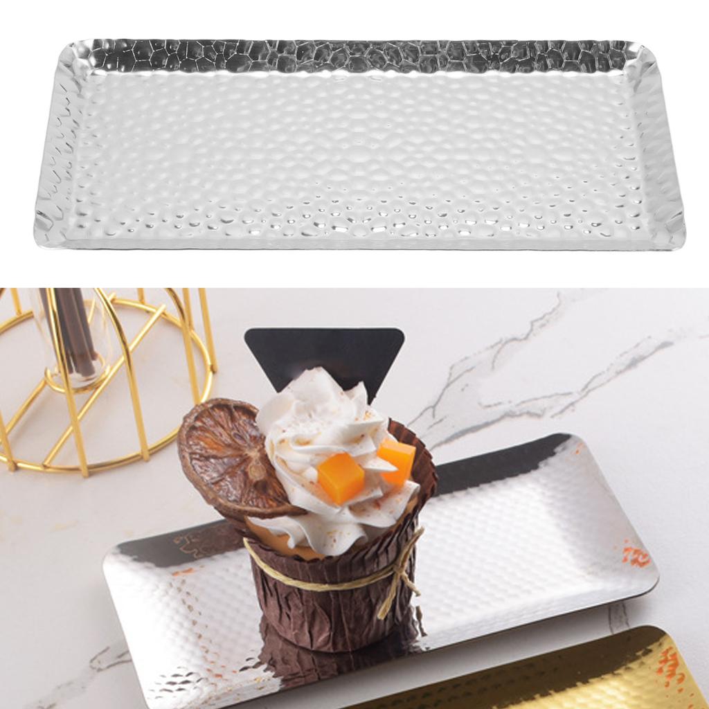 25x11cm Towel Hammered Trays Stainless Steel Multi Purpose Dishwasher Safe Dessert Tray Plate for Home Restaurant
