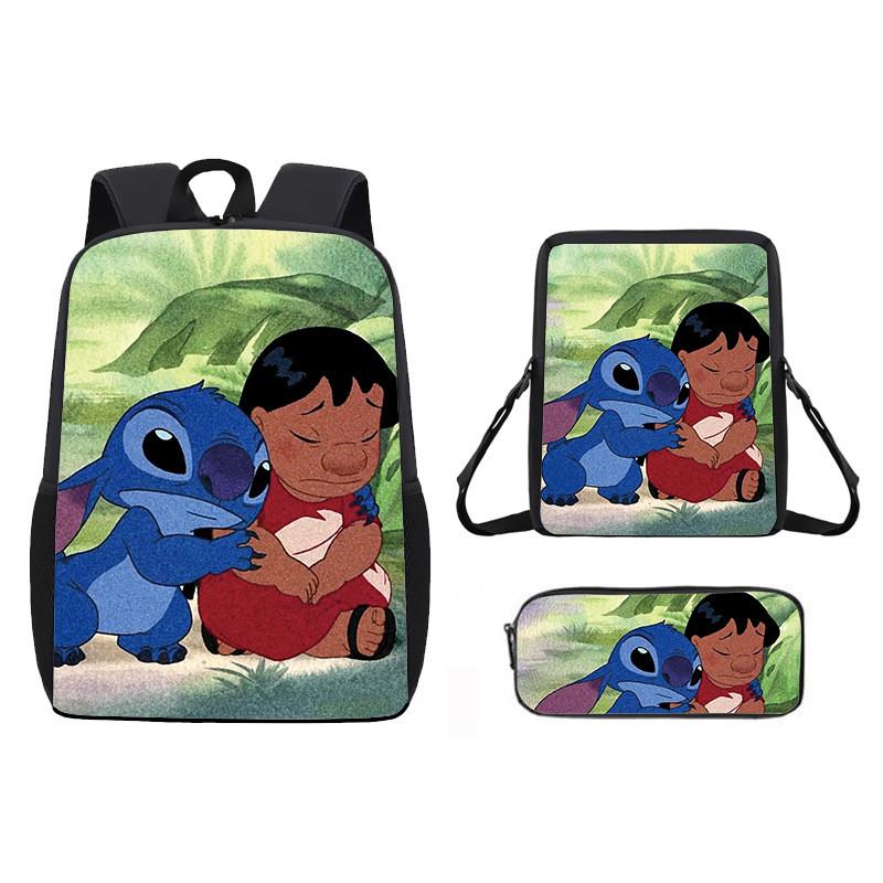 Stitch Cartoon Backpack For Kids Oxford Fabric Waterproof School Bag With Breathable Straps