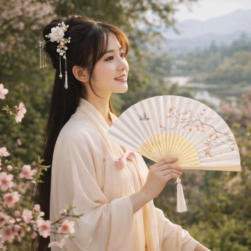 Chinese Style Bamboo Fan Decorative Handheld Fan Decorative Fan Dance Fan  Hanfu