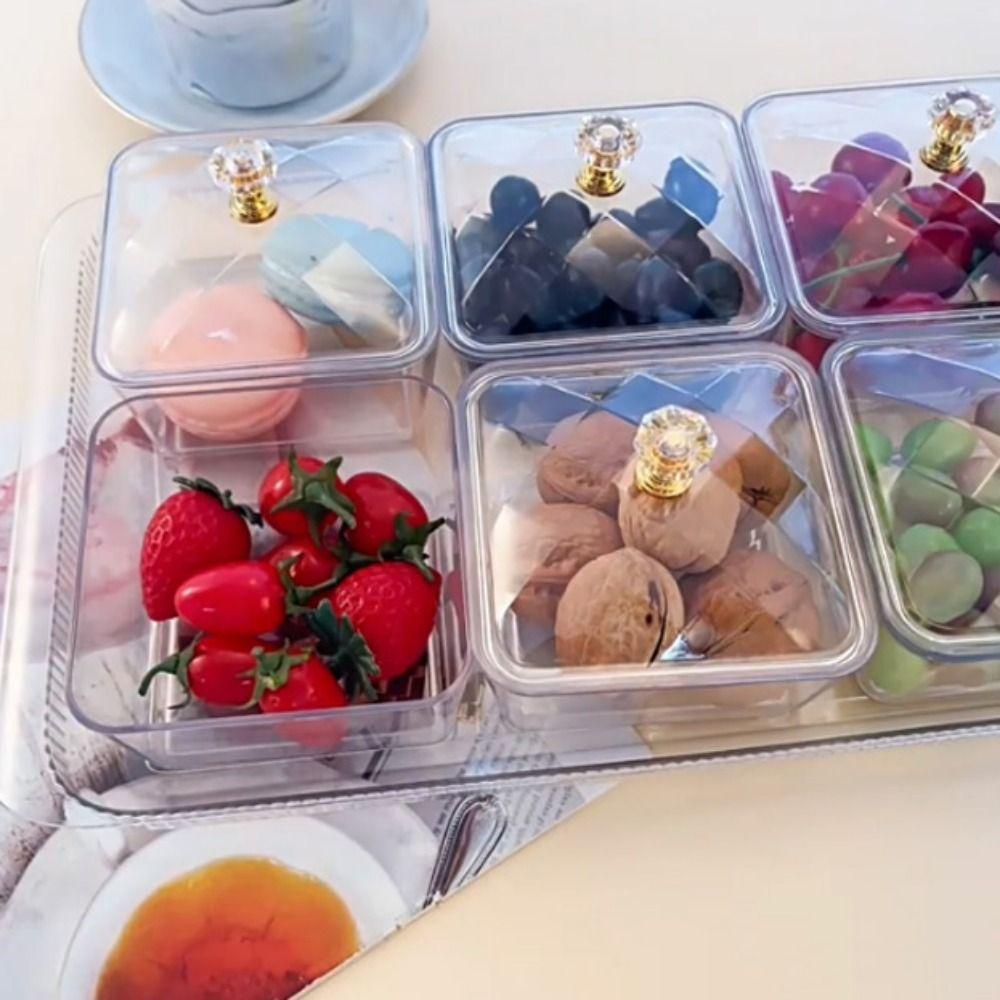 Dustproof Dried Fruit Tray Plastic Divided Serving Dishes Creative Snack Dessert Tray  Living Room