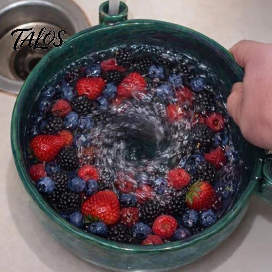 Mytí ovoce a zeleniny Miska Berry Swirl s drenážními otvory, 3D tištěný Vortex Ovocný Kuchyňský Sítko do dřezu Mytí, Samooplachovací pro pracovní desku Manuální