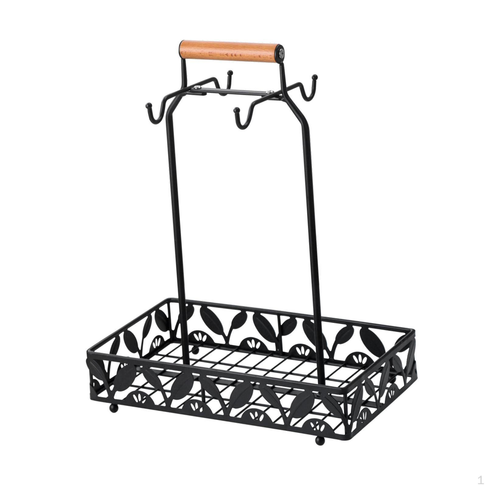 

Coffee Mug Holder Accessories Display Stand, Table Office Kitchen Metal Cabinet, with Hooks for Round