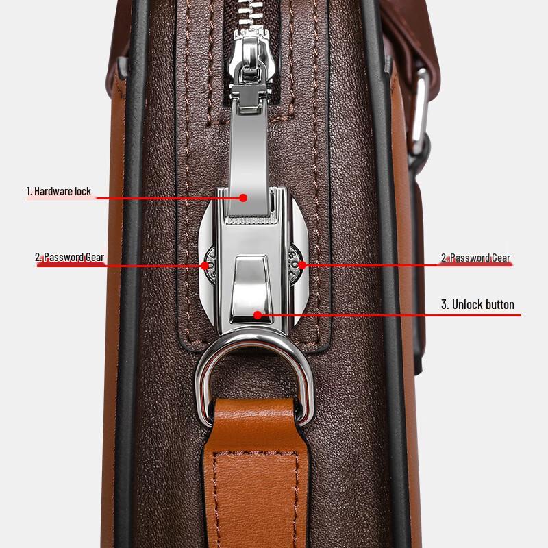 SCHWARZETIENNE Men's Leather Business Briefcase with Anti-Theft Lock
