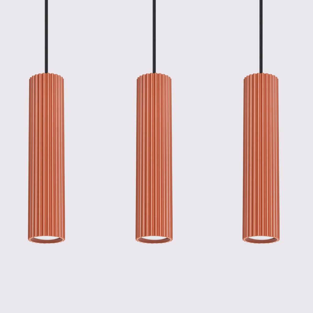 Lampa Wisząca Amber 3 Gu10 Ochra Czerwona Alu Lumilo 16.267.32