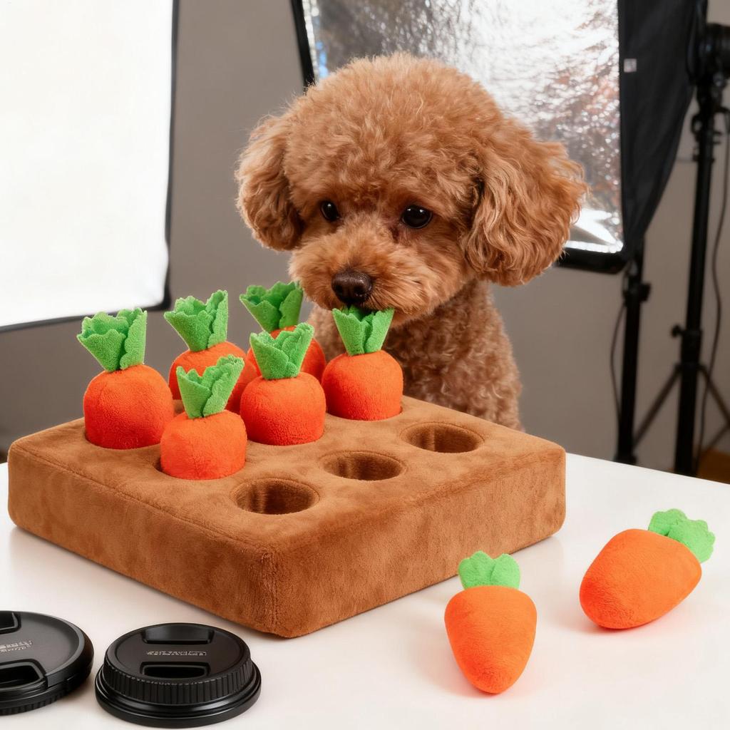 Carrot Snuffle Mat for Dogs Puppy Carrot Plush Toy Interactive Pet Plush Puzzle Toys Dog Carrot Pulling Interactive Training Toy