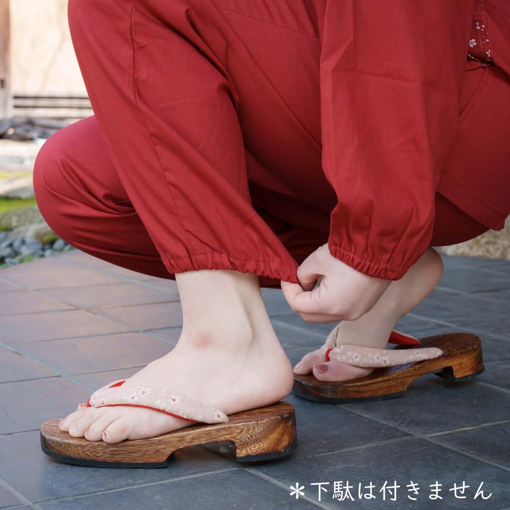 [Yurakuan] Women's Samue (Japanese workwear), 100% Cotton, Slightly Thin Fabric (Plain Burgundy, Slightly Thin Fabric, Size M)