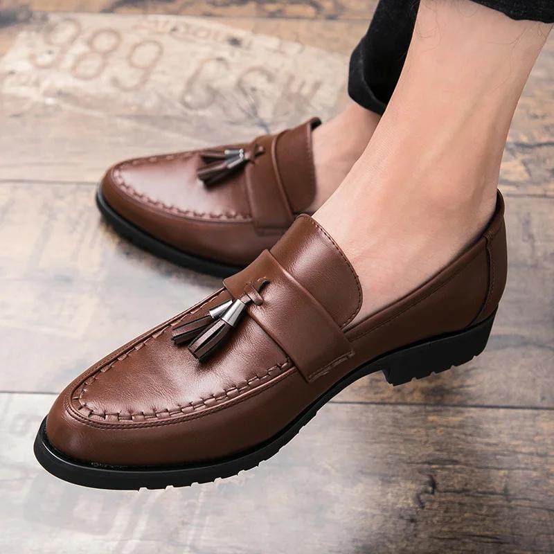 

Модные мужские туфли-лоферы с кисточками, кожаные туфли-лодочки, элегантные туфли для вечеринок, простые туфли-лодочки, повседневные туфли для свадебных вечеринок, мужская обувь 10 коричневый