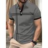 Summer Men's Short Sleeved Polo Shirt with 3D Striped Pattern