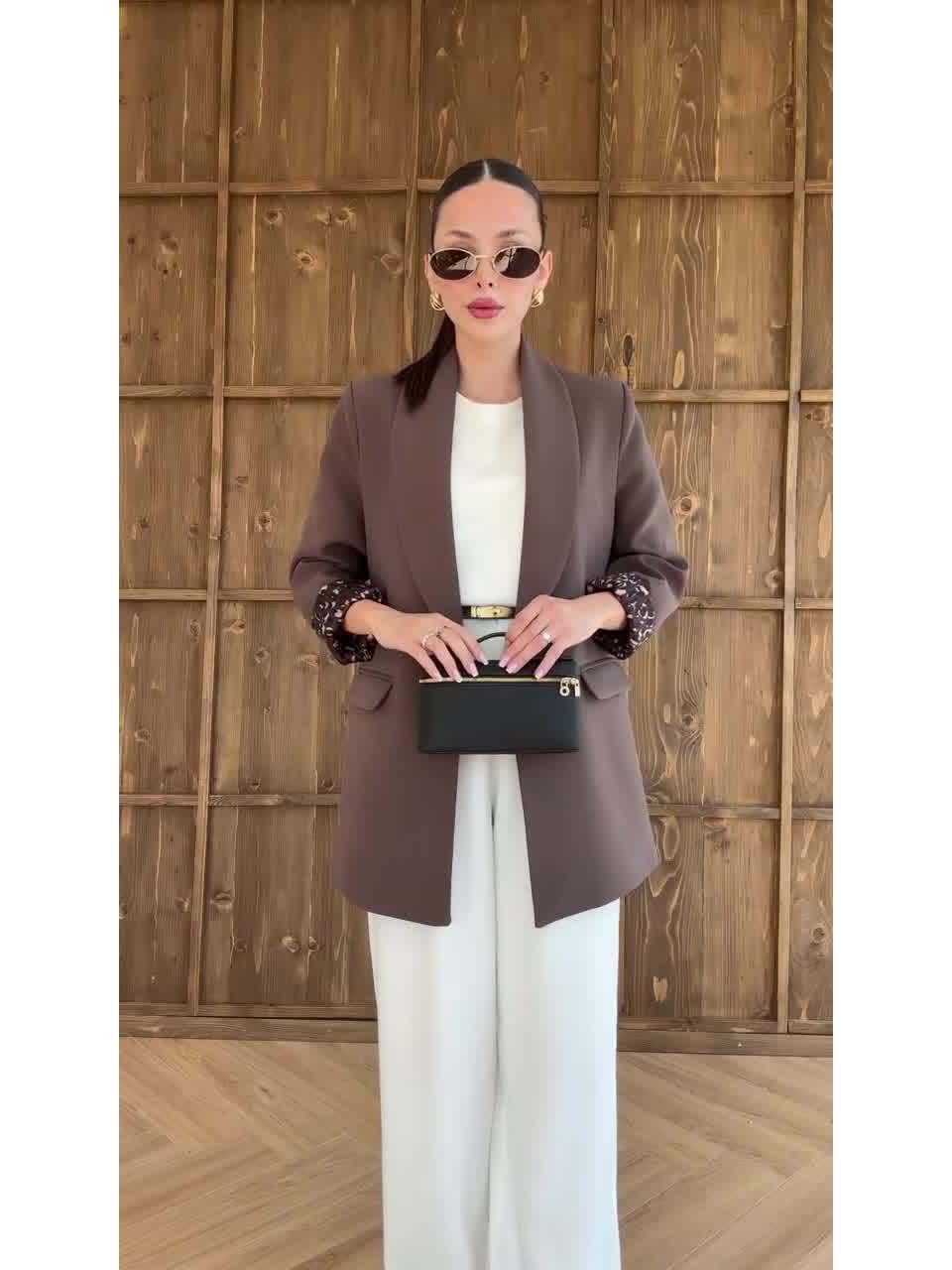 

Женский минималистичный пиджак свободного кроя с длинным рукавом, осень 2025 XL светло-коричневого