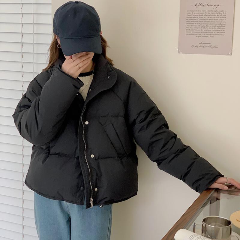 

Пуховик женский зимнее пальто белый утиный пуховик короткая женская куртка Bread M чёрный