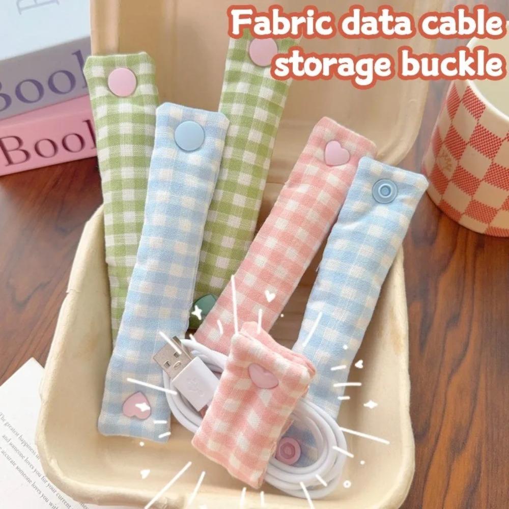 Fivela de Armazenamento de Cabo de Dados Portátil Reutilizável Tecido Enrolador de Cabo de Carregamento Laço Florido Organizador de Fio de Tecido em Grade Armazenamento Doméstico