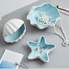 Elegant Coastal Themed Ceramic Dish For Jewelry Storage Makeup Vanity Tabletop Decorative Display Tray