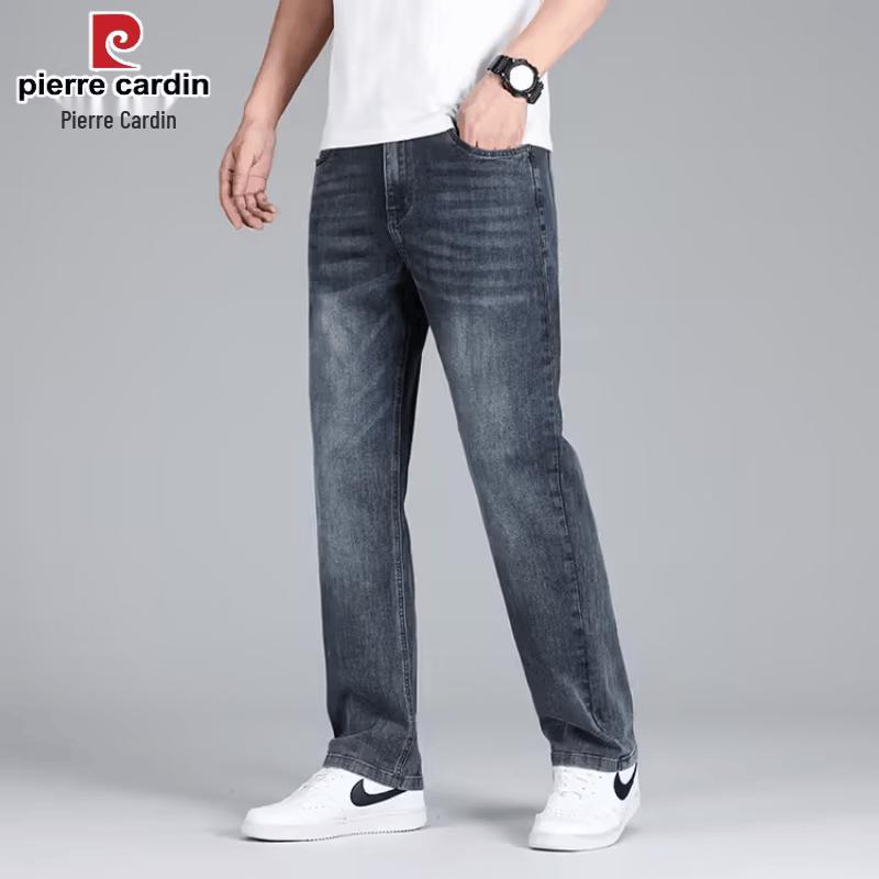 Pierre Cardin Men's Loose Straight Washed Denim Jeans