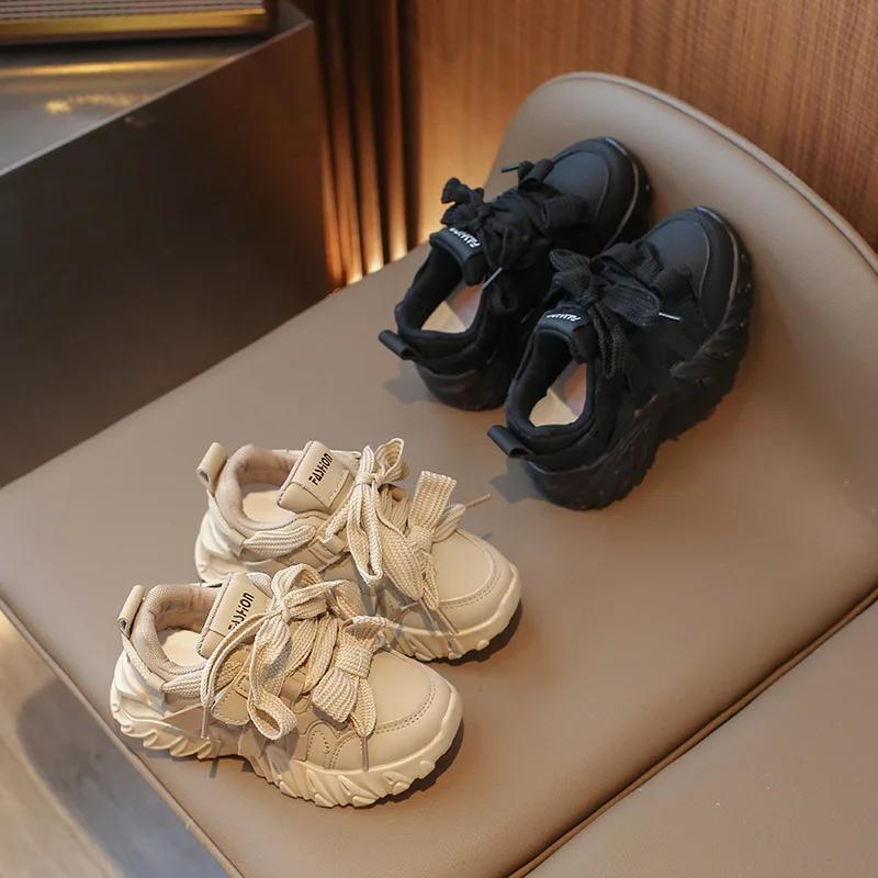 2024 New Autumn and Winter New Korean Children's Sports Shoes, Girls' Fashion, Casual Running Shoes, Big Boy Dad Shoes Trend