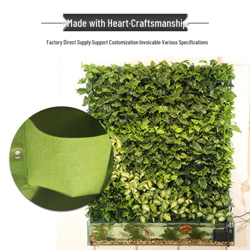 Green Felt Vertical Wall-Mounted Plant Grow Bag for Balcony, Multi-Style